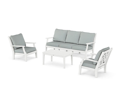 Country Living Wovendale 4-Piece Deep Seating Set with Sofa in White / Spa