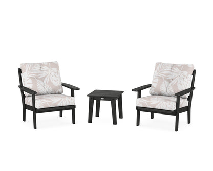 POLYWOOD® Prairie 3-Piece Deep Seating Set in Black / Leaf Dune Burlap