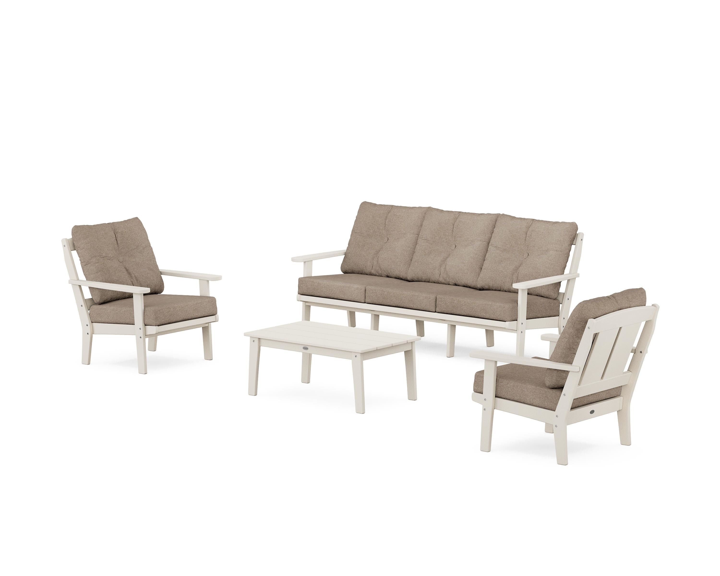 POLYWOOD® Mission 4-Piece Deep Seating Set with Sofa in Sand / Spiced Burlap