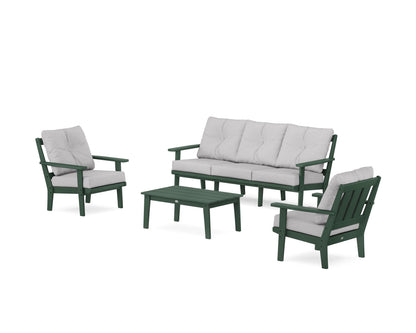 POLYWOOD® Oxford 4-Piece Deep Seating Set with Sofa in Green / Granite