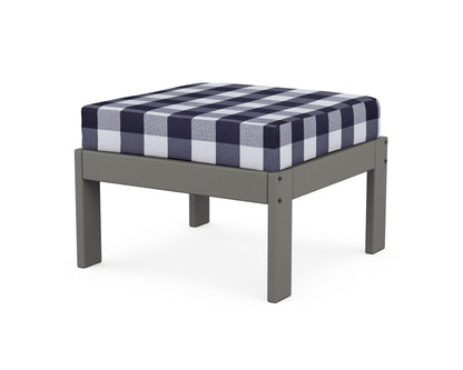 POLYWOOD® Vineyard Modular Ottoman in Slate Grey / Buffalo Plaid Navy