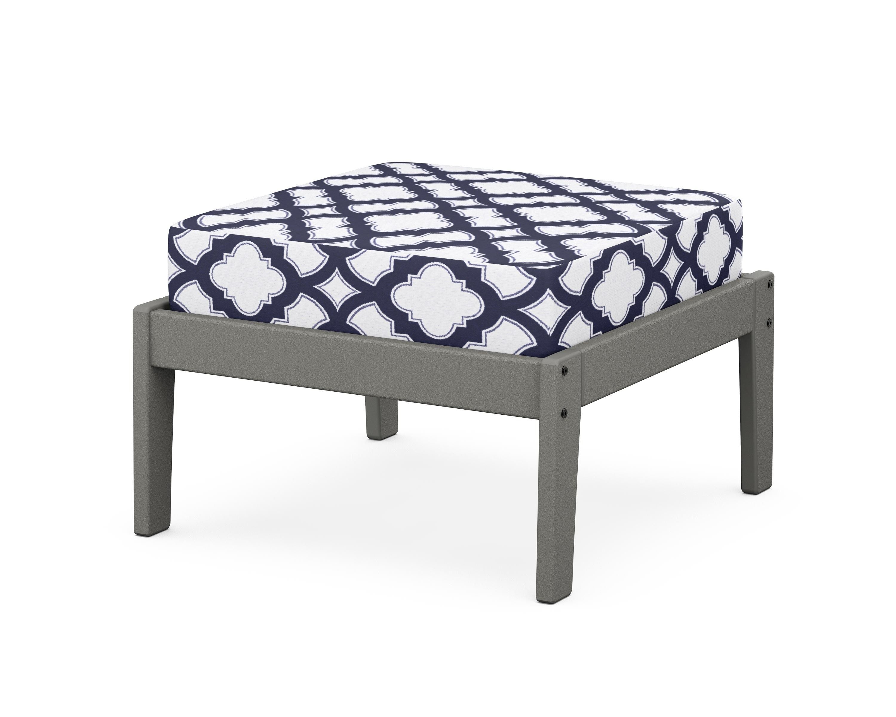 Unbranded Deep Seating Ottoman in Slate Grey / Trellis Navy
