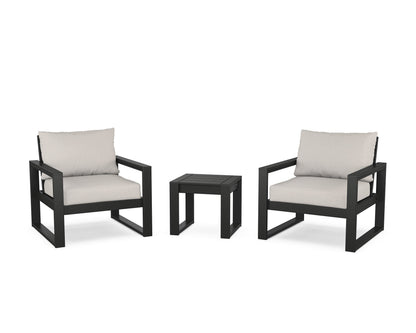 POLYWOOD® EDGE Sectional 3-Piece Deep Seating Set in Black / Cast Ash