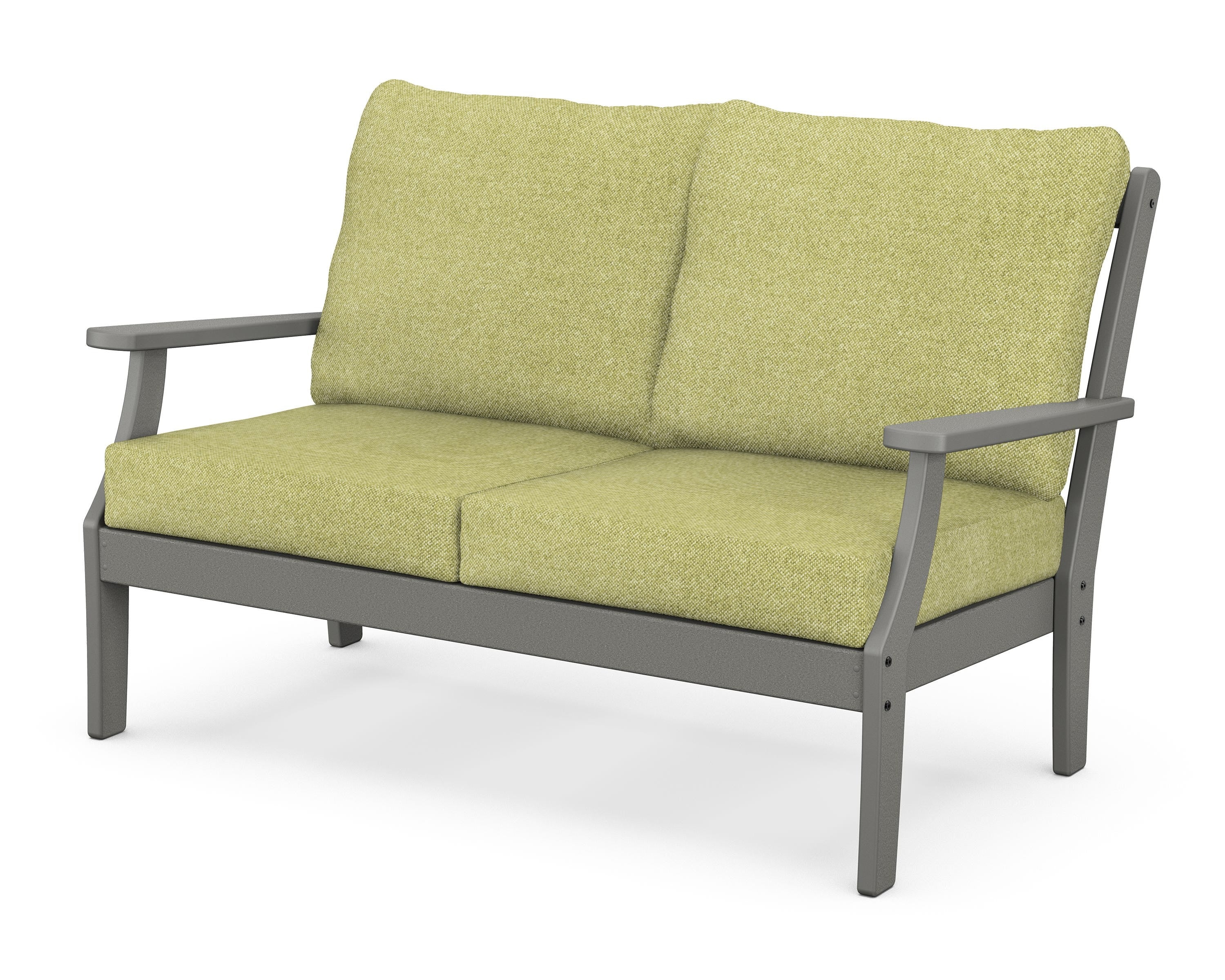 POLYWOOD® Braxton Deep Seating Loveseat in Slate Grey / Chartreuse Boucle