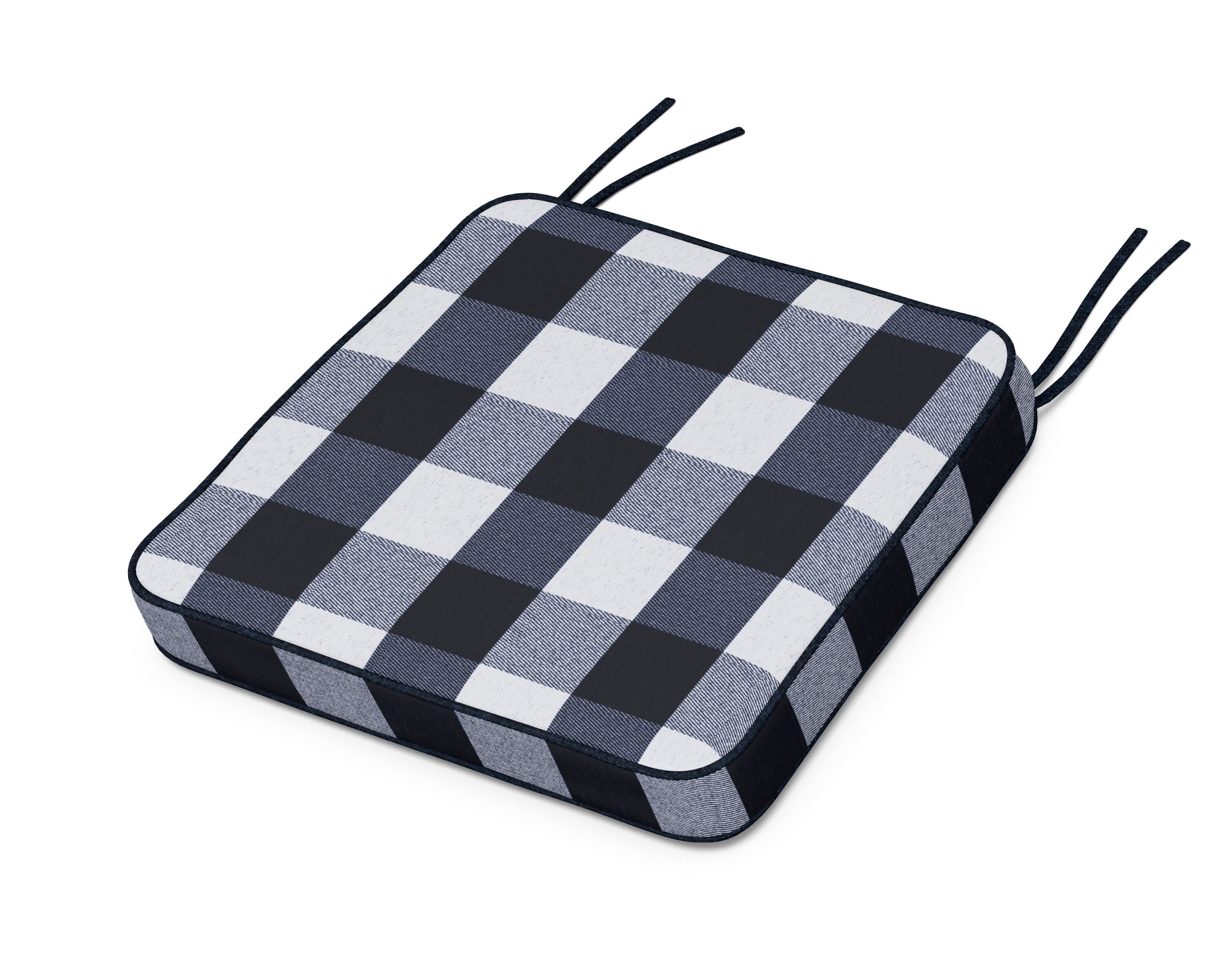Martha Stewart by POLYWOOD® Chinoiserie Side Chair Seat Cushion in Buffalo Plaid Marine Indigo