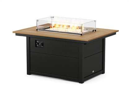 POLYWOOD® Rectangle 34" X 46" Fire Pit Table in Black / Natural