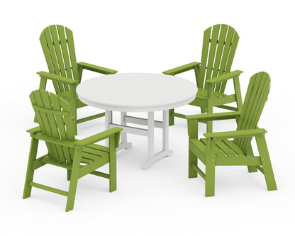 POLYWOOD® South Beach 5-Piece Round Farmhouse Dining Set in Lime / White