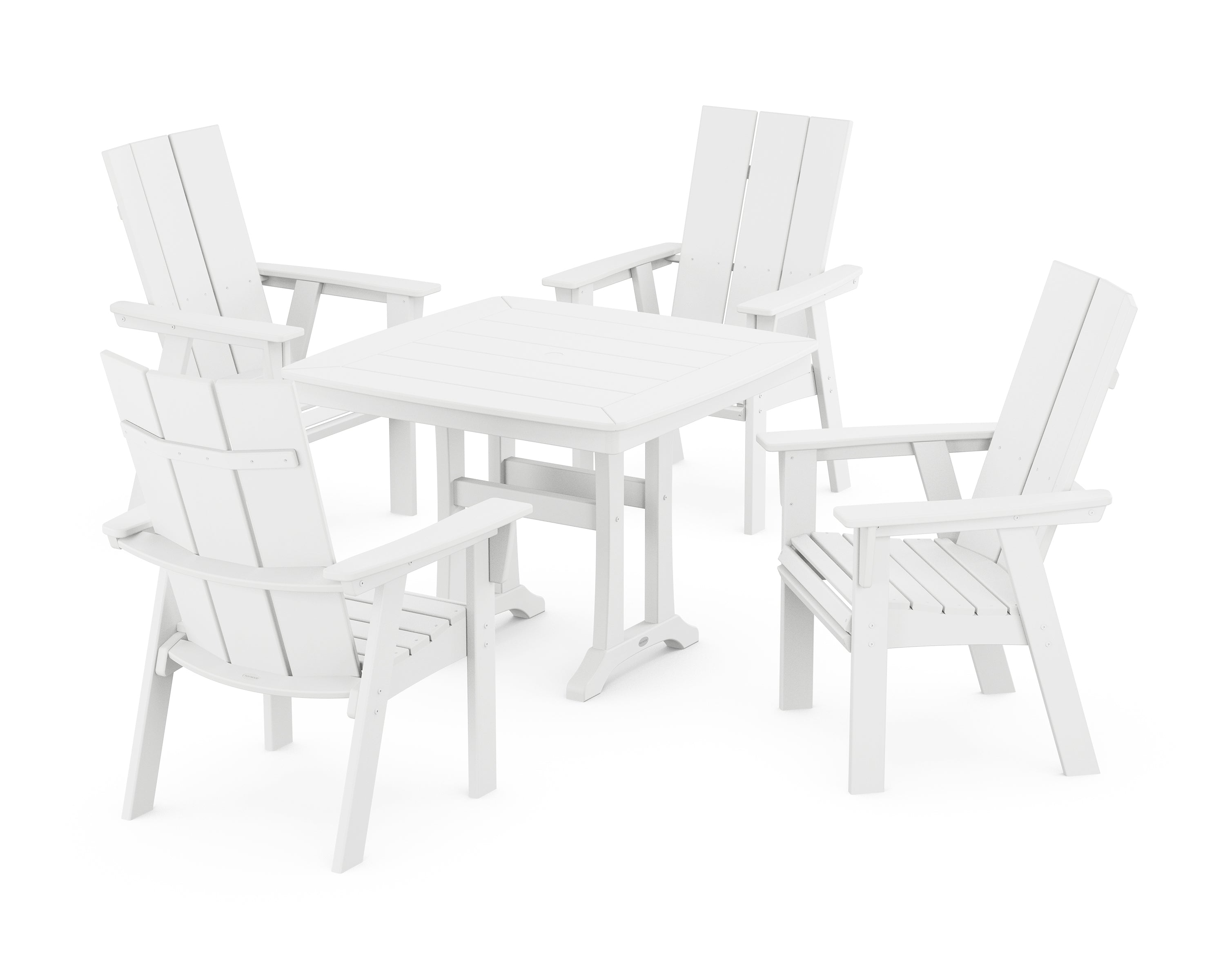 POLYWOOD® Modern Adirondack 5-Piece Dining Set with Trestle Legs in White