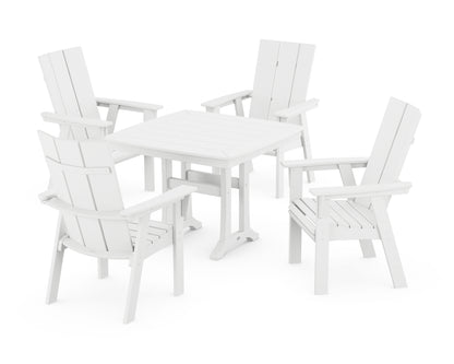 POLYWOOD® Modern Adirondack 5-Piece Dining Set with Trestle Legs in White