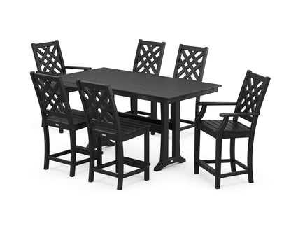 Country Living Wovendale 7-Piece Farmhouse Counter Set with Trestle Legs in Black