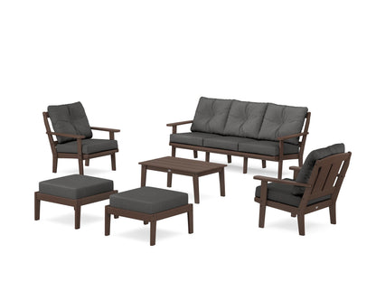 POLYWOOD® Mission 6-Piece Lounge Sofa Set in Mahogany / Spectrum Carbon