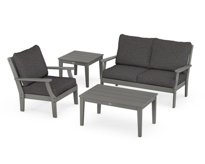 POLYWOOD® Braxton 4-Piece Deep Seating Set in Slate Grey / Ash Charcoal