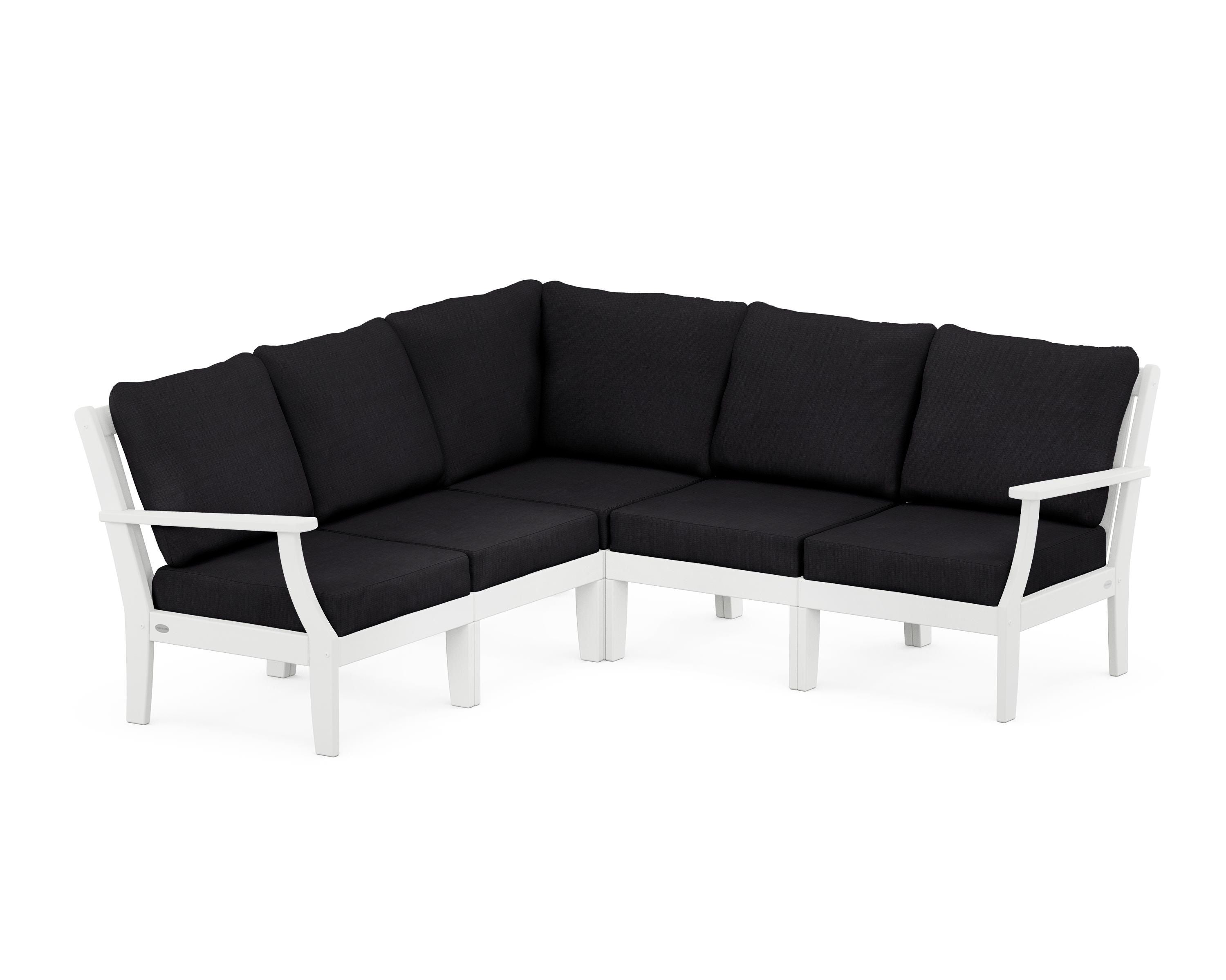 POLYWOOD® Braxton Modular 5-Piece Deep Seating Set in White / Midnight Linen