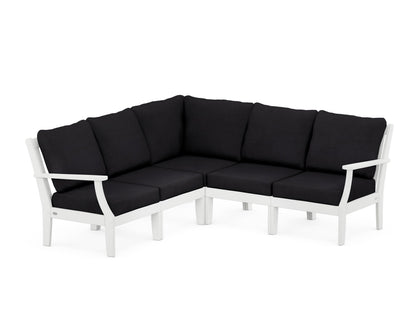 POLYWOOD® Braxton Modular 5-Piece Deep Seating Set in White / Midnight Linen