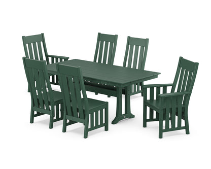 Martha Stewart by POLYWOOD® Acadia 7-Piece Farmhouse Dining Set with Trestle Legs in Green