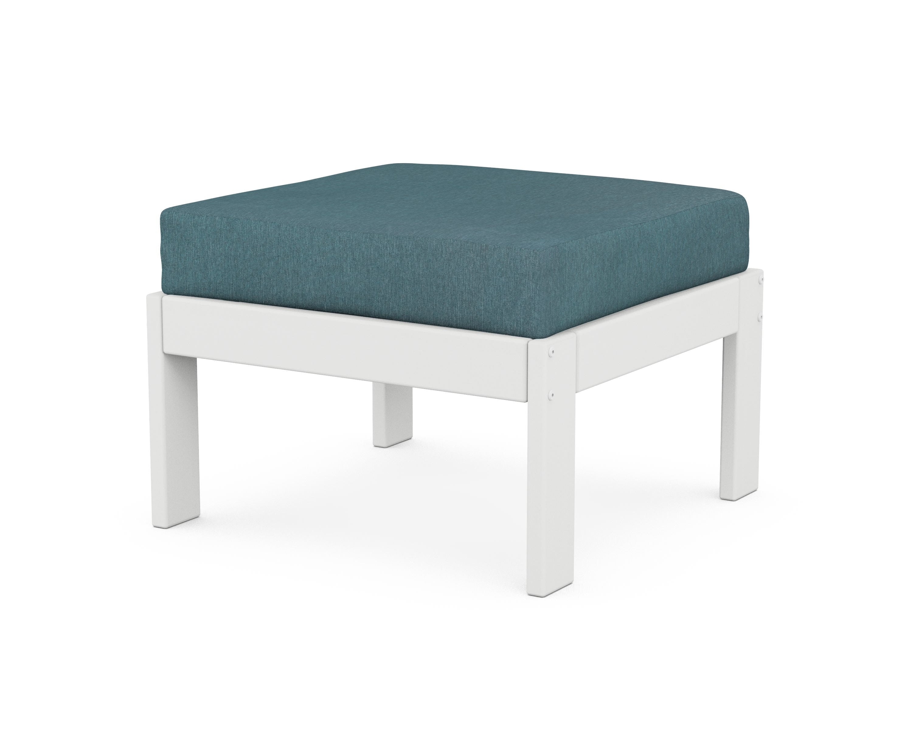 POLYWOOD® Vineyard Modular Ottoman in White / Ocean Teal