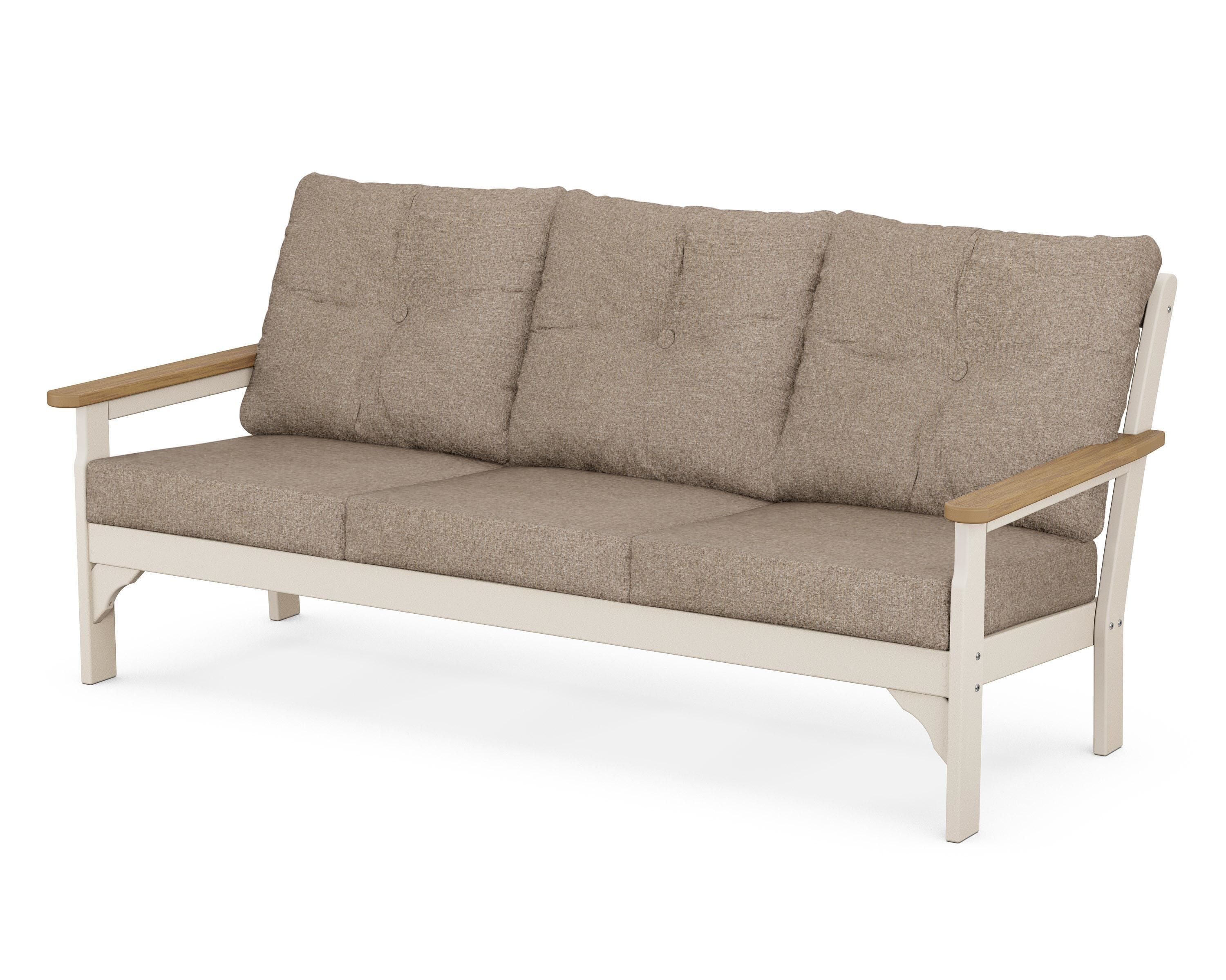 POLYWOOD® Vineyard Deep Seating Sofa in Sand / Natural / Spiced Burlap
