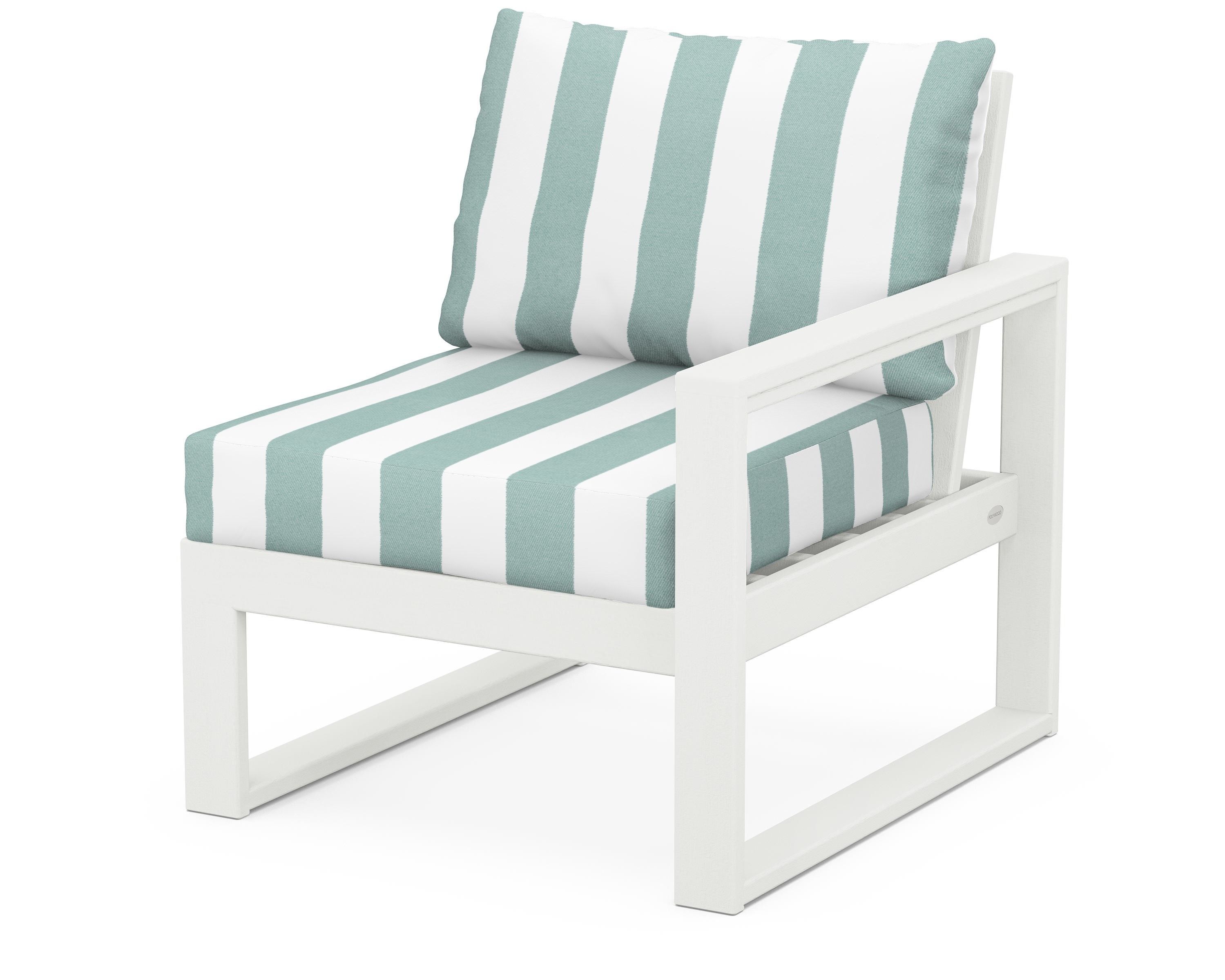 POLYWOOD® EDGE Modular Right Arm Chair in Vintage White / Cabana Stripe Glacier Spa