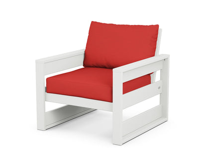 POLYWOOD® Westport Club Chair in White / Crimson Linen