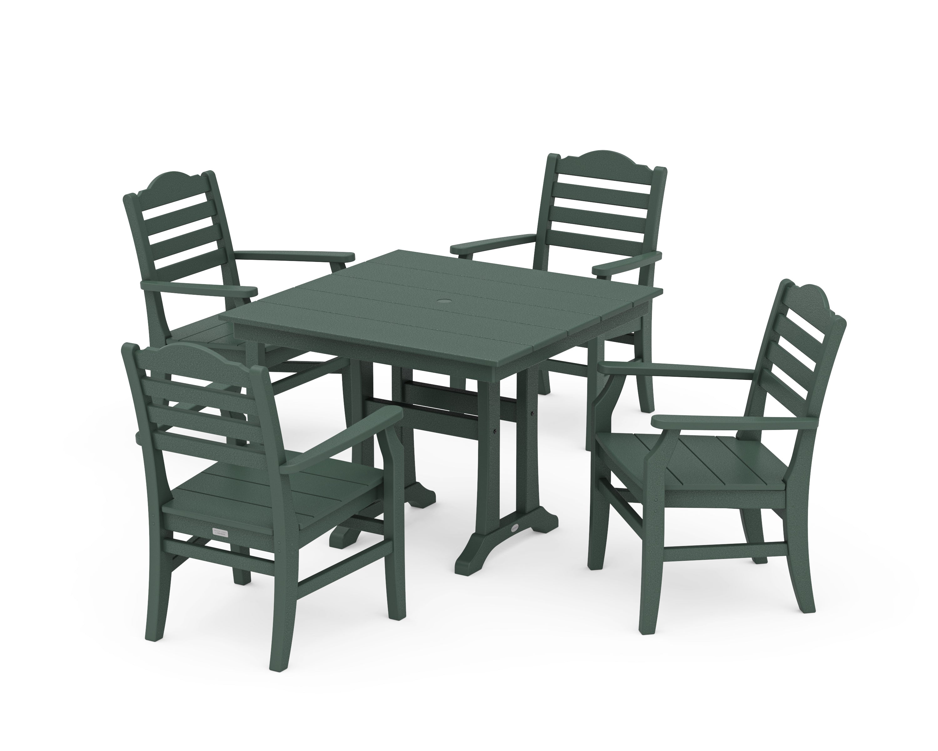 POLYWOOD® Savannah 5-Piece Farmhouse Dining Set with Trestle Legs in Green