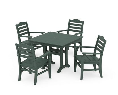 POLYWOOD® Savannah 5-Piece Farmhouse Dining Set with Trestle Legs in Green
