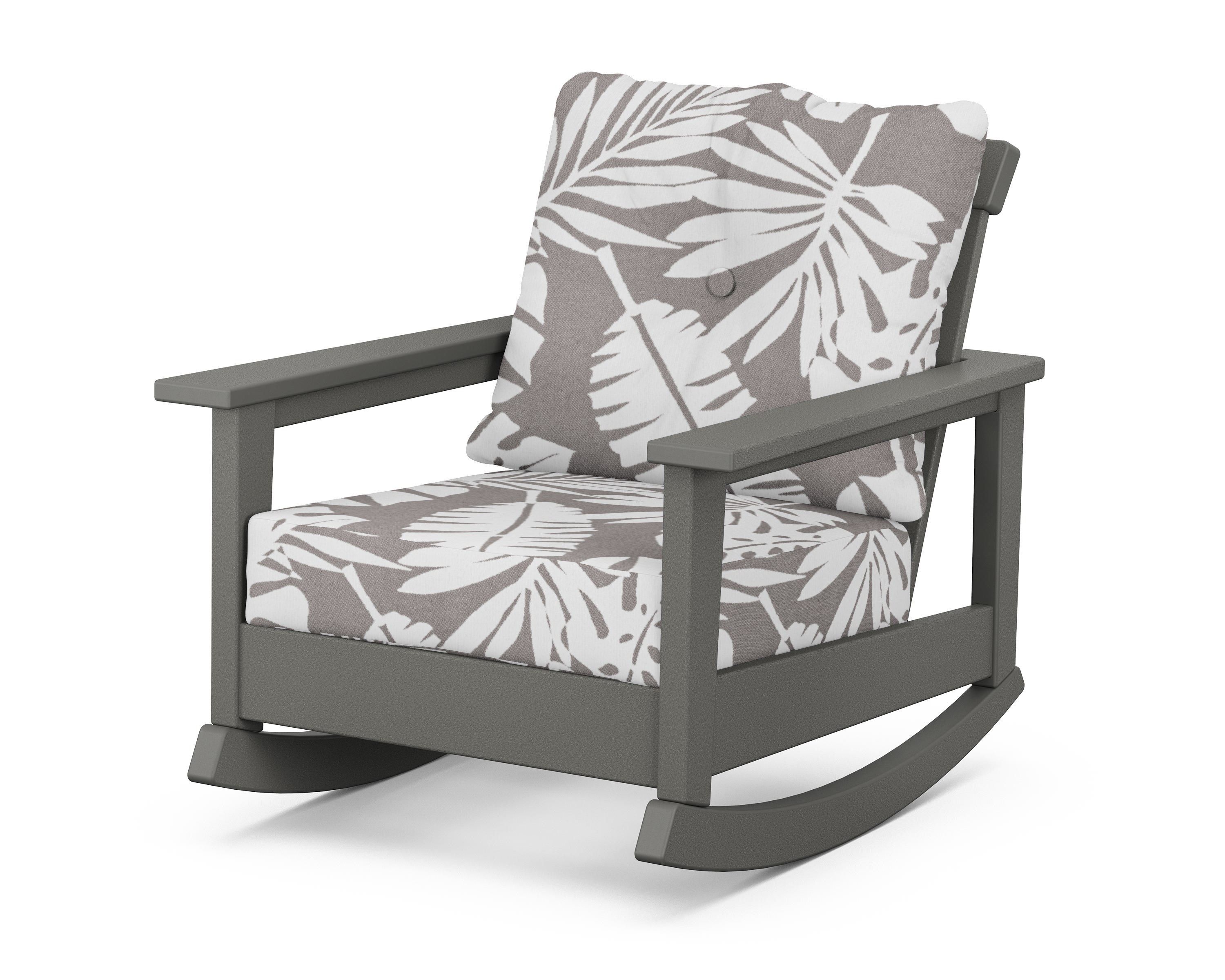 POLYWOOD® Prescott Deep Seating Rocking Chair in Slate Grey / Leaf Grey Mist