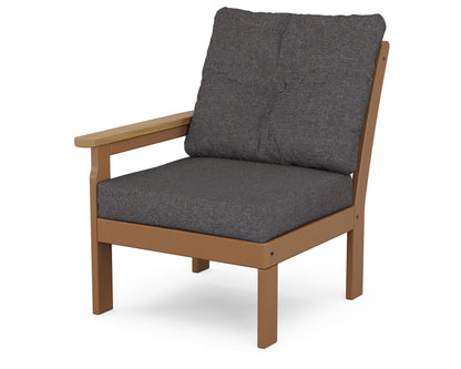POLYWOOD® Vineyard Modular Left Arm Chair in Teak / Natural / Ash Charcoal