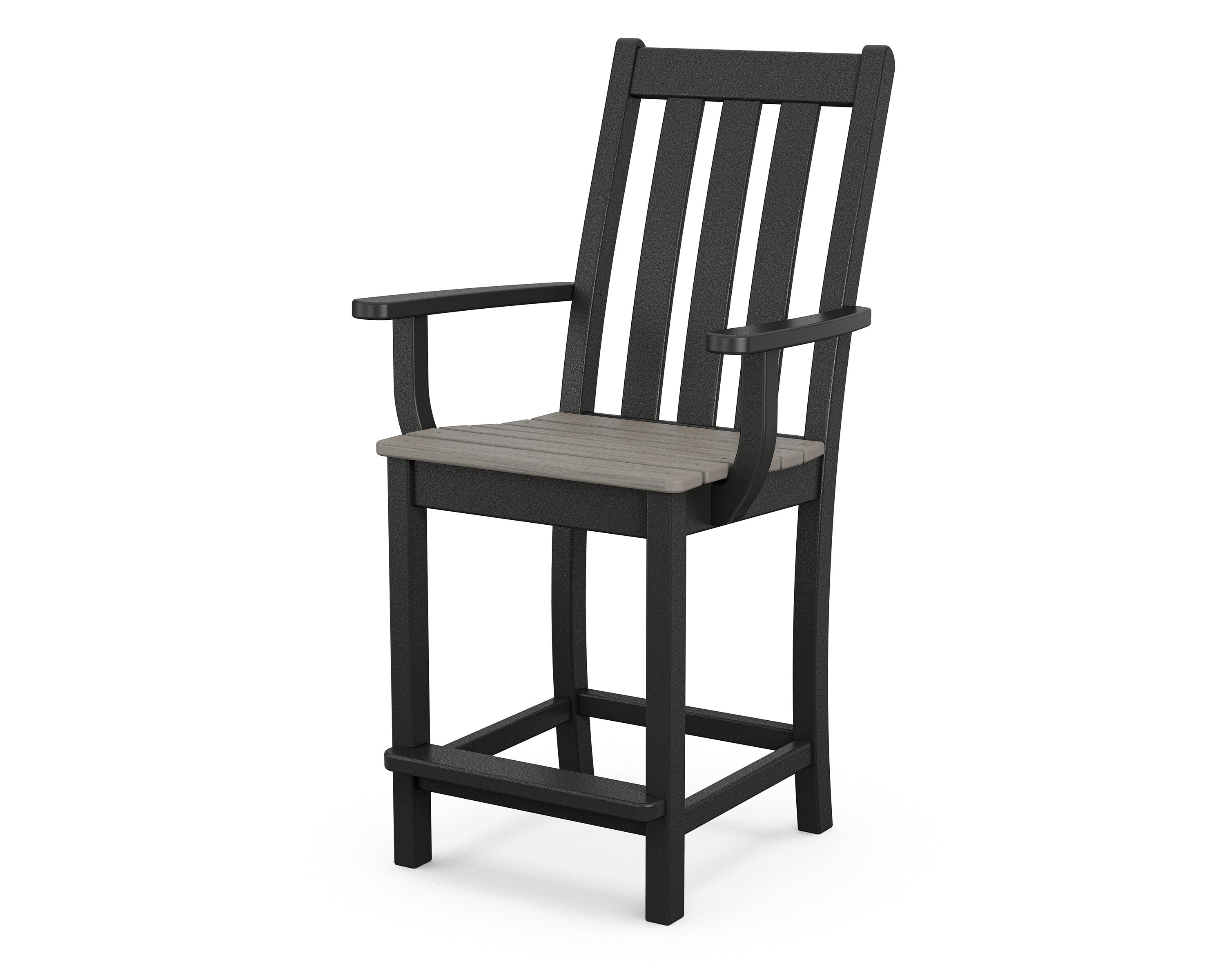 POLYWOOD® Vineyard Counter Arm Chair in Black / Driftwood