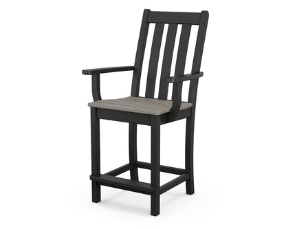 POLYWOOD® Vineyard Counter Arm Chair in Black / Driftwood