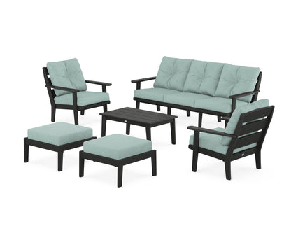POLYWOOD® Lakeside 6-Piece Lounge Sofa Set in Black / Glacier Spa