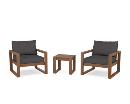 POLYWOOD® EDGE Sectional 3-Piece Deep Seating Set in Teak / Ash Charcoal