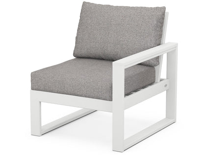 POLYWOOD® EDGE Modular Right Arm Chair in White / Grey Mist