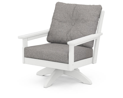 POLYWOOD® Vineyard Deep Seating Swivel Chair in White / Grey Mist