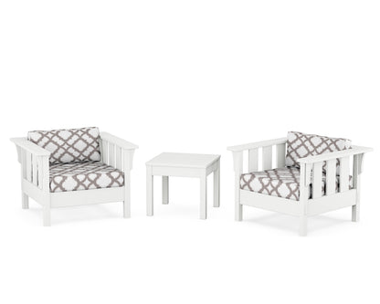 Martha Stewart by POLYWOOD® Acadia 3-Piece Deep Seating Set in White / Trellis Grey Mist