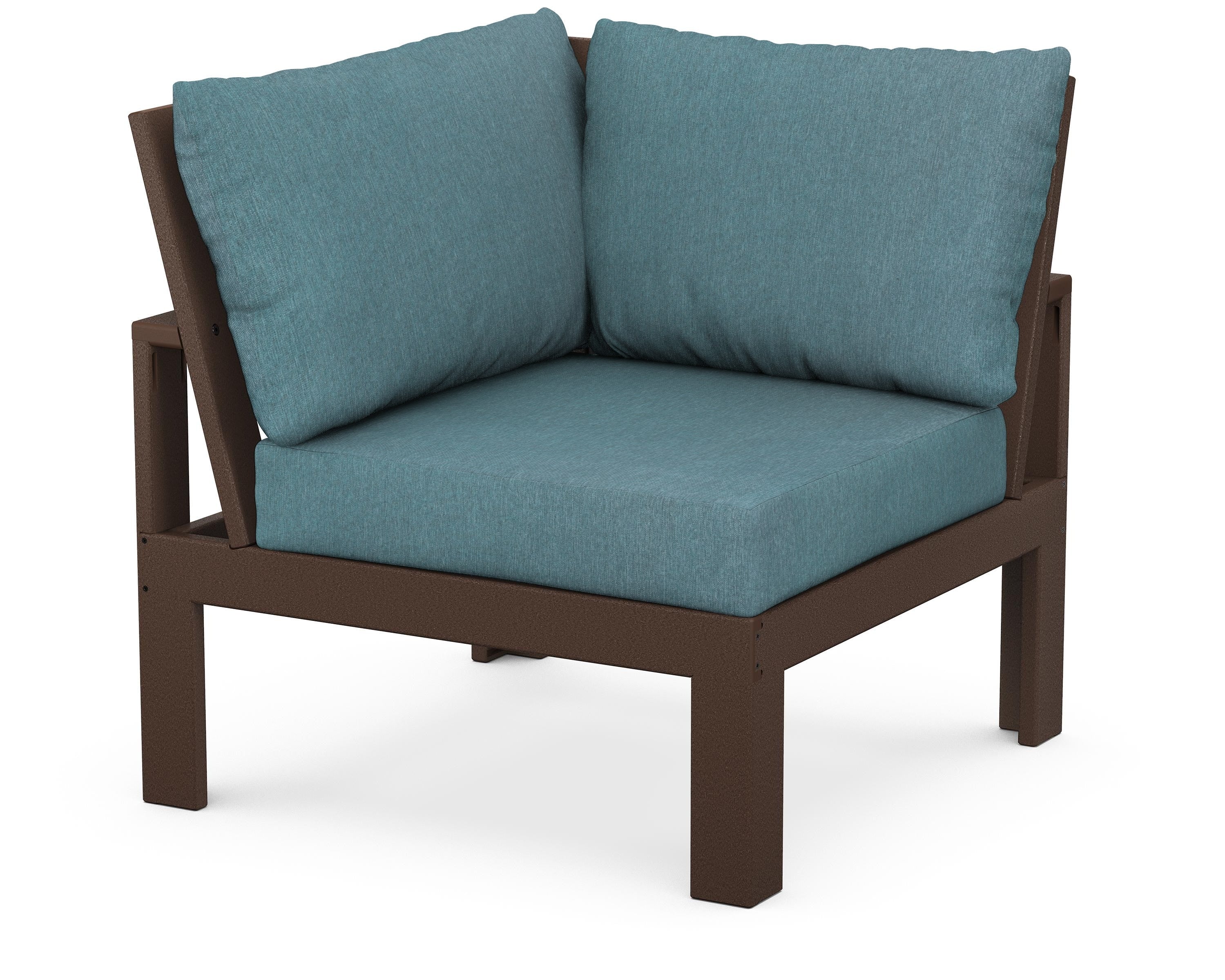 Unbranded Modular Corner Chair in Mahogany / Ocean Teal