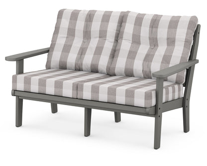 POLYWOOD® Lakeside Deep Seating Loveseat in Slate Grey / Buffalo Plaid Grey Mist