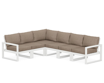 POLYWOOD® EDGE 6-Piece Modular Deep Seating Set in White / Spiced Burlap