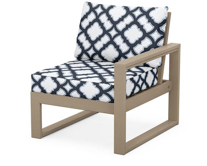 POLYWOOD® EDGE Modular Right Arm Chair in Vintage Sahara / Trellis Marine Indigo