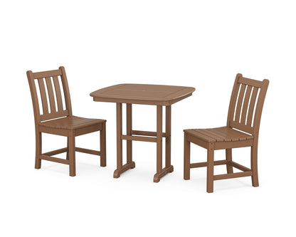 POLYWOOD® Traditional Garden Side Chair 3-Piece Dining Set in Teak