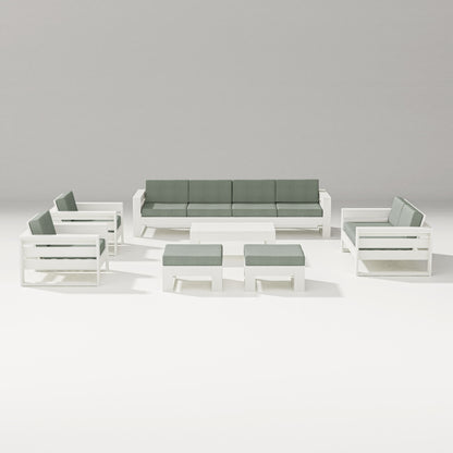 PW Designer Series Latitude 8-Piece Lounge Sofa Set in Vintage White / Cast Sage