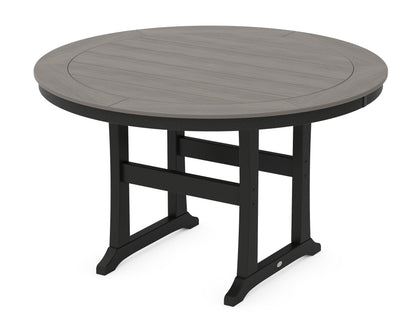 POLYWOOD® Nautical Trestle 60" Round Counter Table in Black / Driftwood