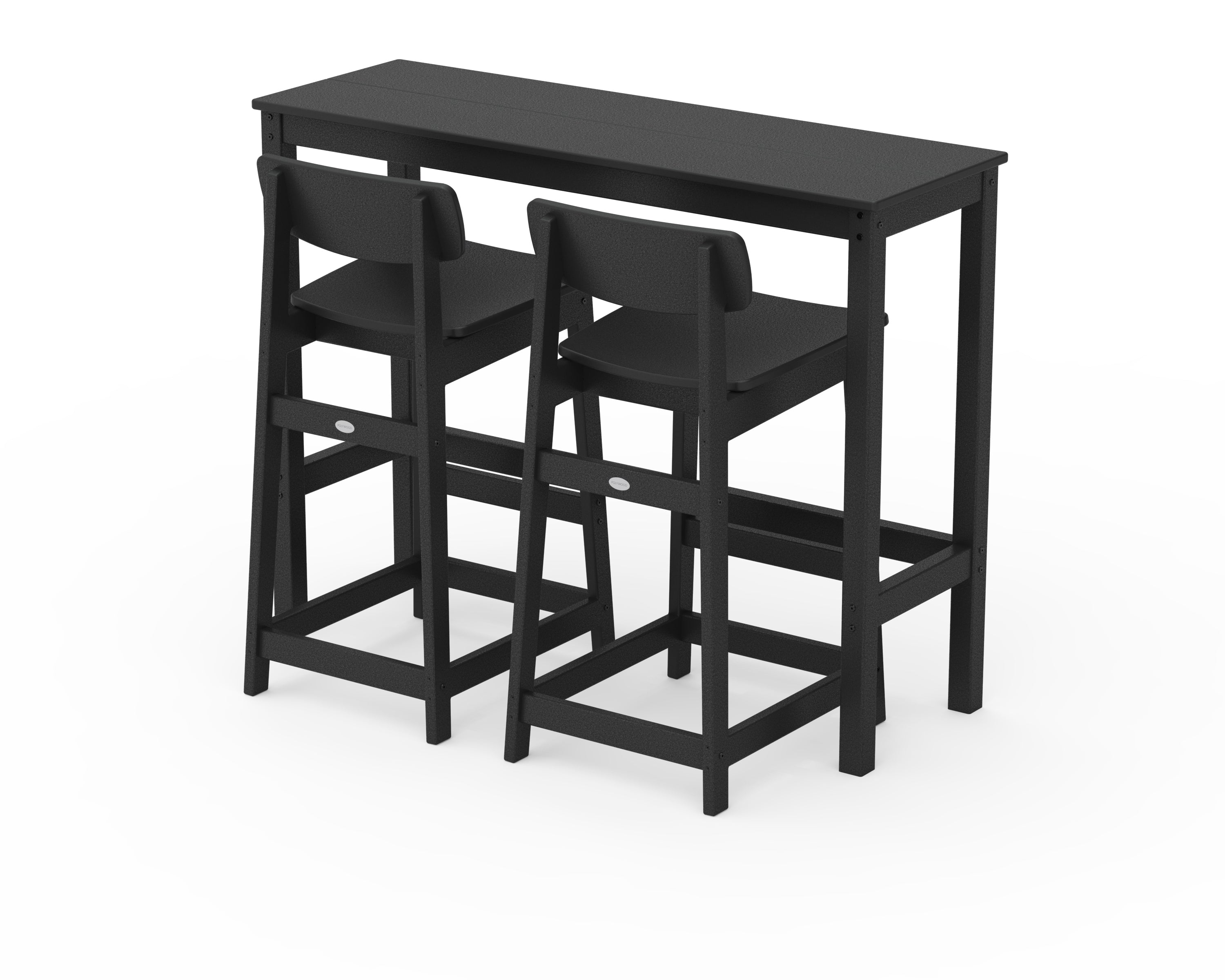 POLYWOOD® Modern Studio Urban Lowback Bar Chair 3-Piece Balcony Set in Black