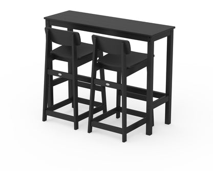 POLYWOOD® Modern Studio Urban Lowback Bar Chair 3-Piece Balcony Set in Black