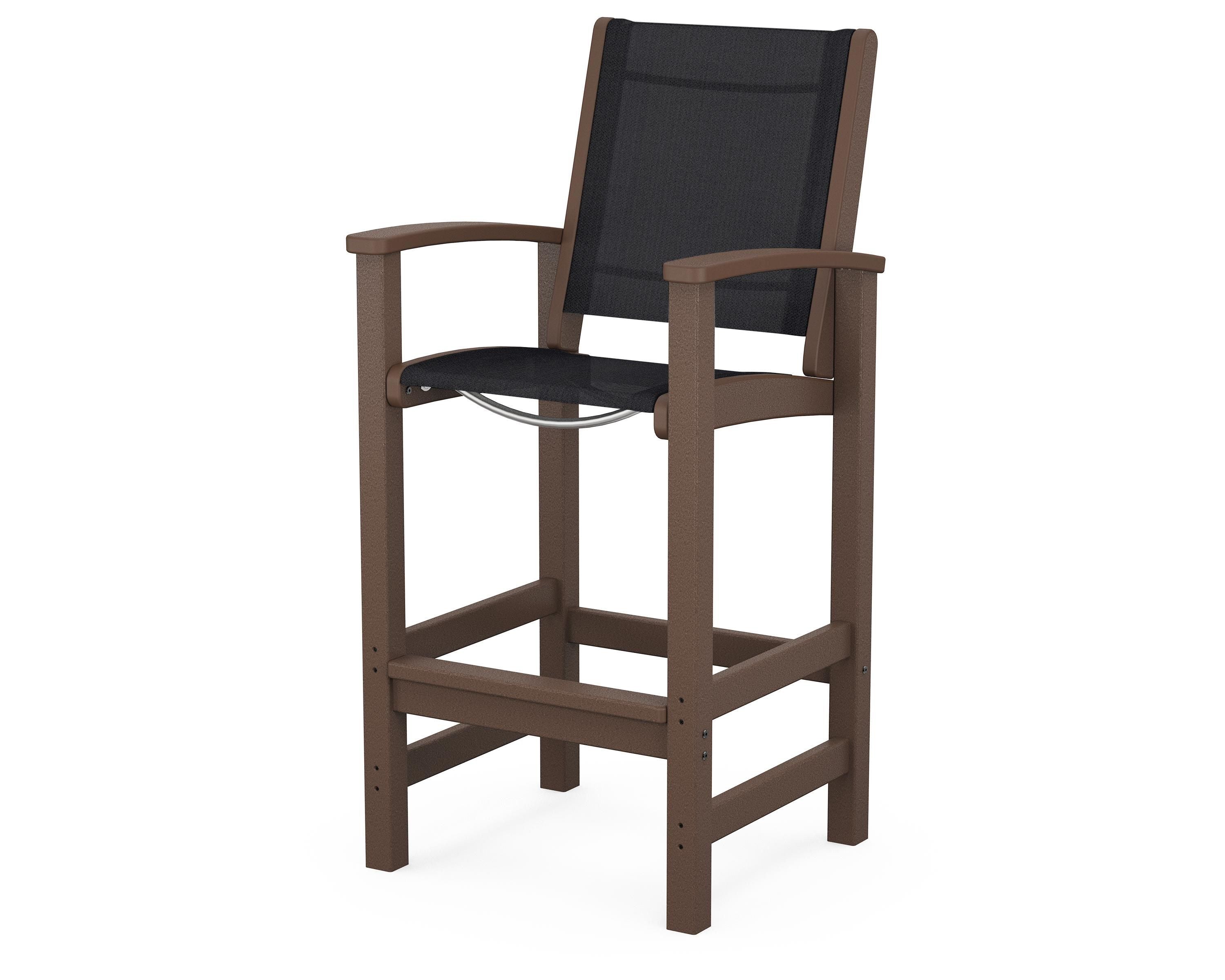 POLYWOOD® Coastal Bar Chair in Mahogany / Black Sling