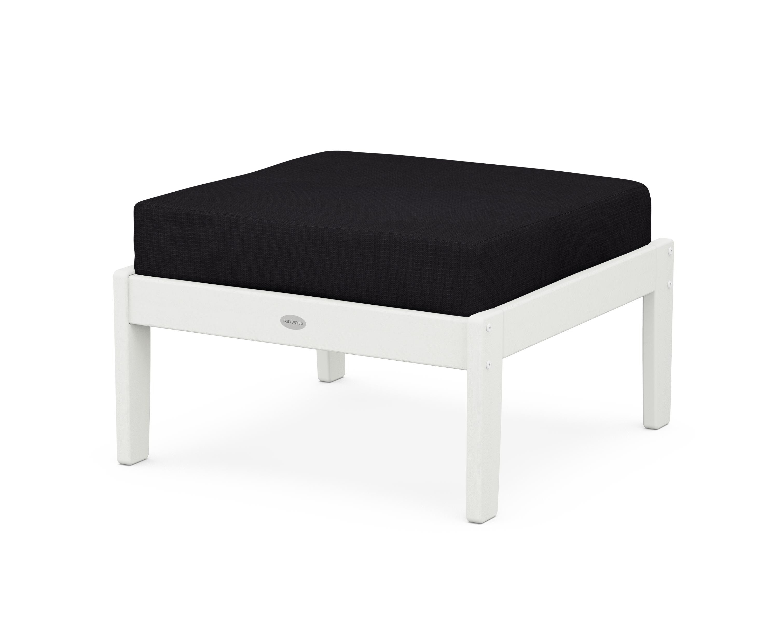 POLYWOOD® Braxton Deep Seating Ottoman in Vintage White / Midnight Linen