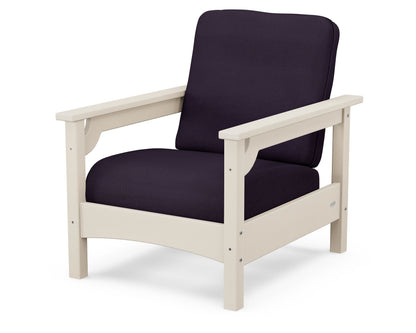 POLYWOOD® Club Chair in Sand / Navy Linen