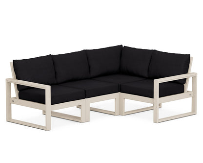 POLYWOOD® EDGE 4-Piece Modular Deep Seating Set in Sand / Midnight Linen