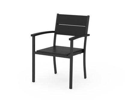 POLYWOOD® Main Street Stacking Dining Arm Chair in Black / Black