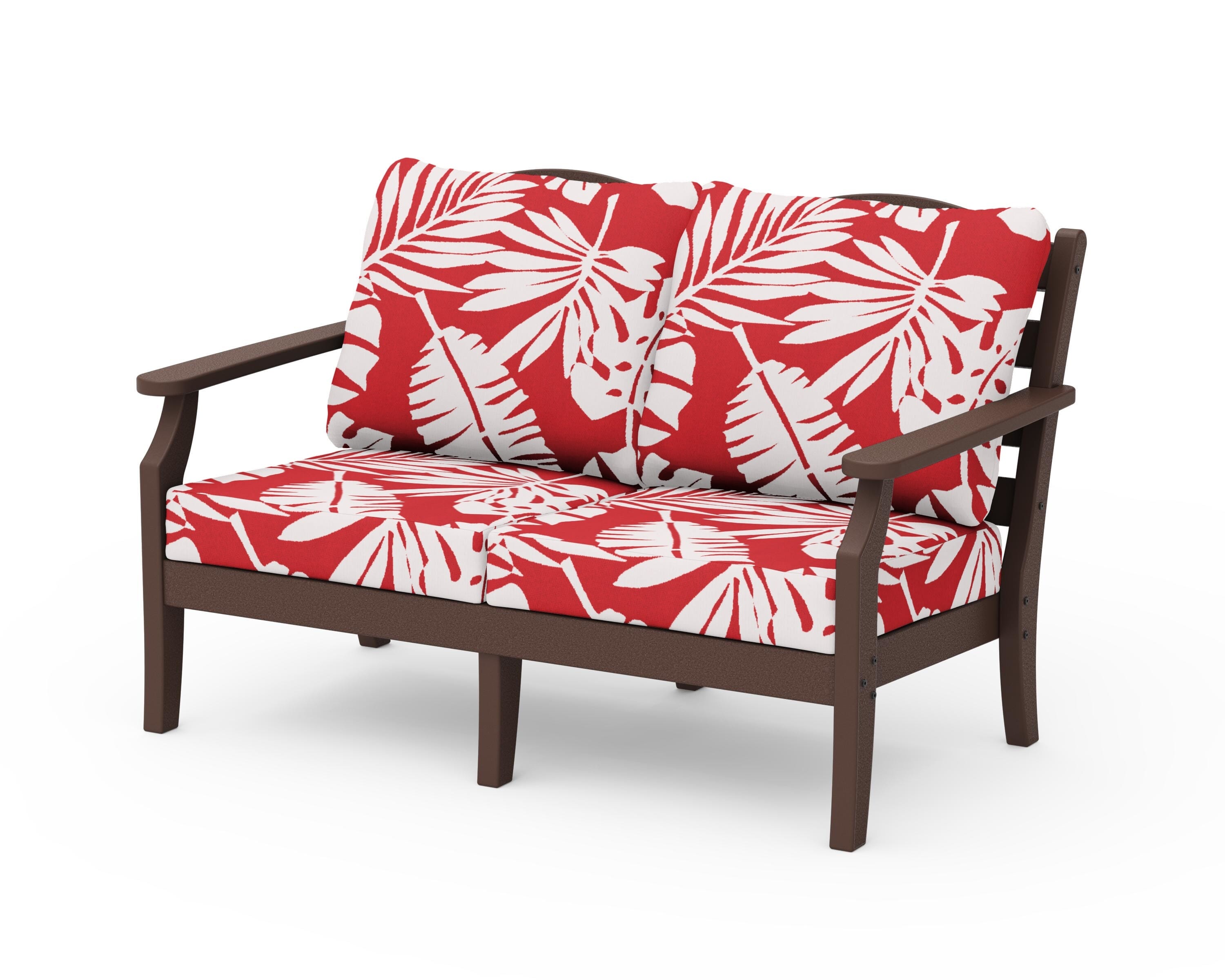 Draper James™ by  POLYWOOD® Savannah Deep Seating Loveseat in Mahogany / Leaf Crimson