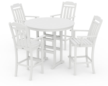 Country Living Cottage 5-Piece Round Farmhouse Bar Set in White